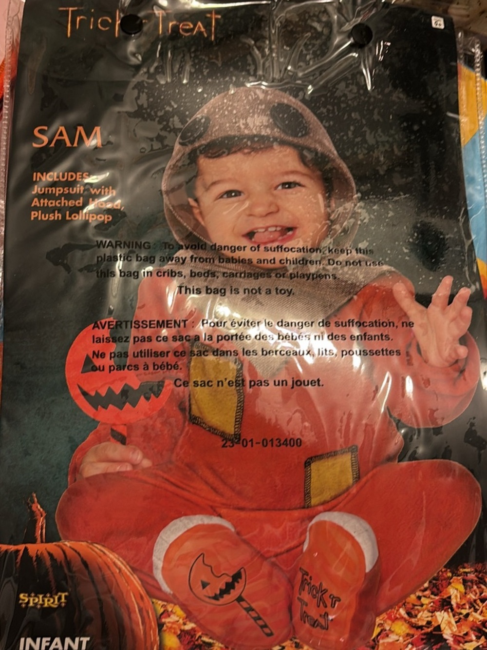 Spirit Infant Pumpkin Sam Costume - Orange, Brown, Yellow